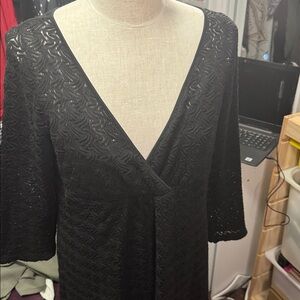 Ann Taylor Mid Length Lace Black Dress